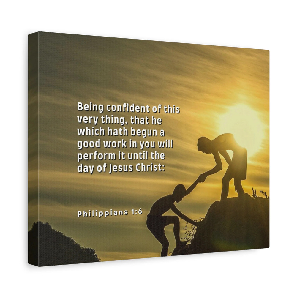 Scripture Canvas Being Confident Philippians 1:6 Christian Wall Art Bible Verse
